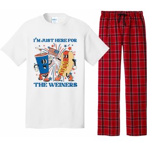 Hot Dog I'm Just Here For The Wieners Sausage 4th of July Pajama Set