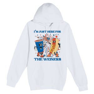 Hot Dog I'm Just Here For The Wieners Sausage 4th of July Premium Pullover Hoodie