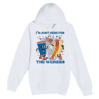 Hot Dog I'm Just Here For The Wieners Sausage 4th of July Premium Pullover Hoodie