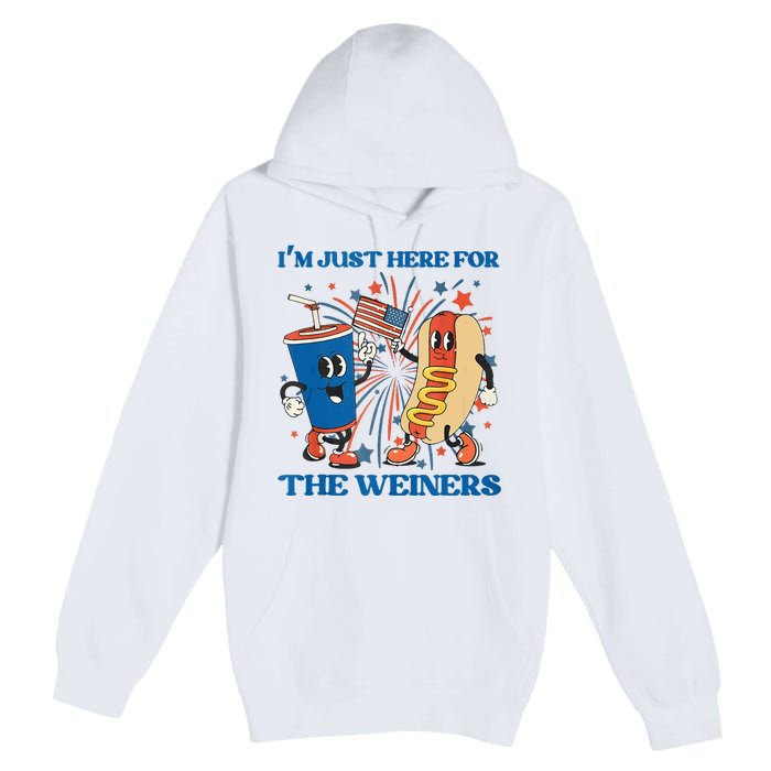 Hot Dog I'm Just Here For The Wieners Sausage 4th of July Premium Pullover Hoodie