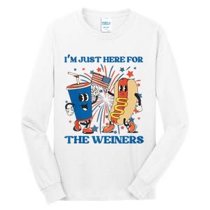 Hot Dog I'm Just Here For The Wieners Sausage 4th of July Tall Long Sleeve T-Shirt