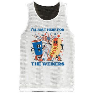 Hot Dog I'm Just Here For The Wieners Sausage 4th of July Mesh Reversible Basketball Jersey Tank