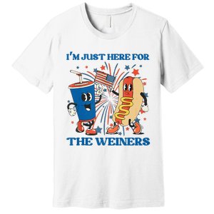 Hot Dog I'm Just Here For The Wieners Sausage 4th of July Premium T-Shirt