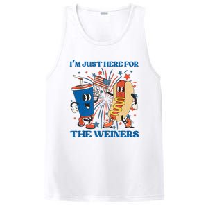 Hot Dog I'm Just Here For The Wieners Sausage 4th of July PosiCharge Competitor Tank