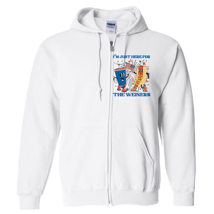 Hot Dog I'm Just Here For The Wieners Sausage 4th of July Full Zip Hoodie