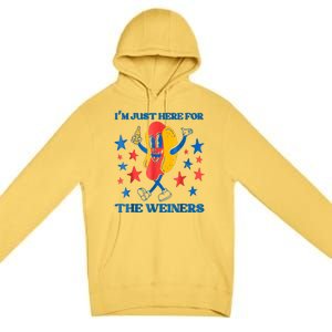 Hot Dog Im Just Here For The Wieners 4Th Of July Premium Pullover Hoodie