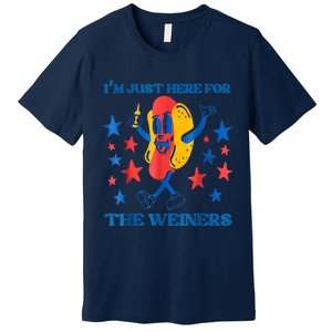 Hot Dog Im Just Here For The Wieners 4Th Of July Premium T-Shirt