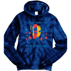 Hot Dog Im Just Here For The Wieners 4Th Of July Tie Dye Hoodie