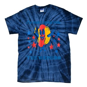 Hot Dog Im Just Here For The Wieners 4Th Of July Tie-Dye T-Shirt