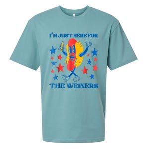 Hot Dog Im Just Here For The Wieners 4Th Of July Sueded Cloud Jersey T-Shirt