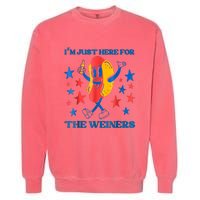 Hot Dog Im Just Here For The Wieners 4Th Of July Garment-Dyed Sweatshirt