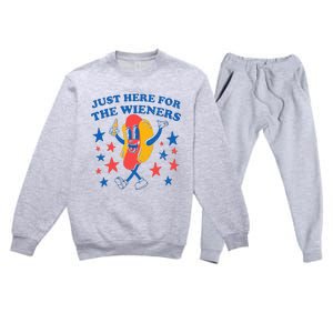 Hot Dog I'm Just Here For The 4Th Of July Premium Crewneck Sweatsuit Set