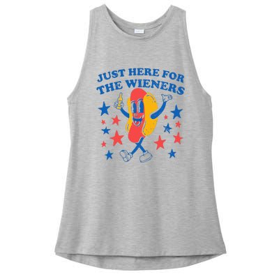 Hot Dog I'm Just Here For The 4Th Of July Ladies PosiCharge Tri-Blend Wicking Tank