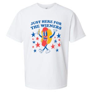 Hot Dog I'm Just Here For The 4Th Of July Sueded Cloud Jersey T-Shirt