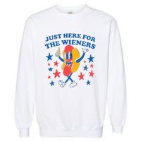 Hot Dog I'm Just Here For The 4Th Of July Garment-Dyed Sweatshirt