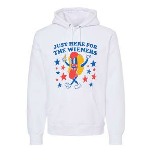 Hot Dog I'm Just Here For The 4Th Of July Premium Hoodie