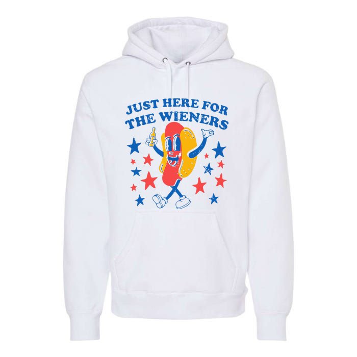 Hot Dog I'm Just Here For The 4Th Of July Premium Hoodie