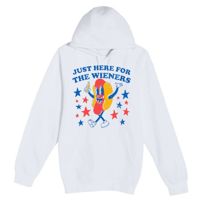 Hot Dog I'm Just Here For The 4Th Of July Premium Pullover Hoodie