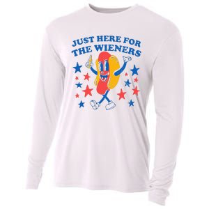 Hot Dog I'm Just Here For The 4Th Of July Cooling Performance Long Sleeve Crew