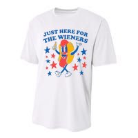 Hot Dog I'm Just Here For The 4Th Of July Performance Sprint T-Shirt