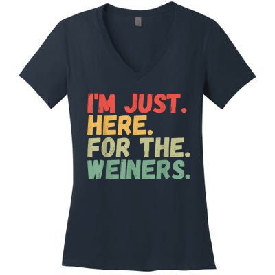 Hot Dog Im Just Here For The Wieners 4Th Of July Women's V-Neck T-Shirt