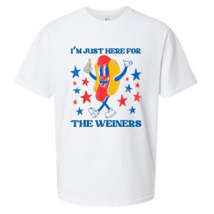 Hot Dog I'm Just Here For The Wieners 4Th Of July Sueded Cloud Jersey T-Shirt