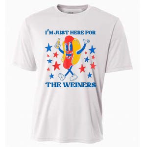 Hot Dog I'm Just Here For The Wieners 4Th Of July Cooling Performance Crew T-Shirt