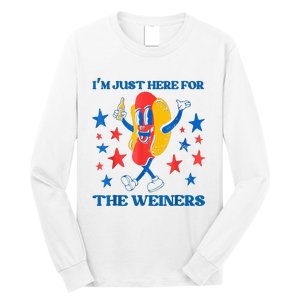 Hot Dog I'm Just Here For The Wieners 4Th Of July Long Sleeve Shirt