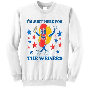 Hot Dog I'm Just Here For The Wieners 4Th Of July Sweatshirt