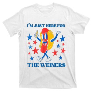 Hot Dog I'm Just Here For The Wieners 4Th Of July T-Shirt