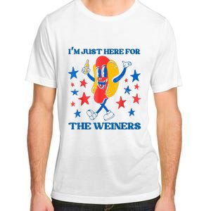 Hot Dog I'm Just Here For The Wieners 4Th Of July Adult ChromaSoft Performance T-Shirt