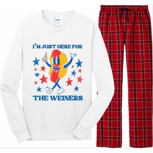 Hot Dog I'm Just Here For The Wieners 4Th Of July Long Sleeve Pajama Set