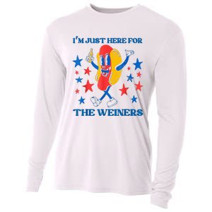 Hot Dog I'm Just Here For The Wieners 4Th Of July Cooling Performance Long Sleeve Crew