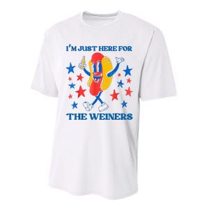 Hot Dog I'm Just Here For The Wieners 4Th Of July Performance Sprint T-Shirt