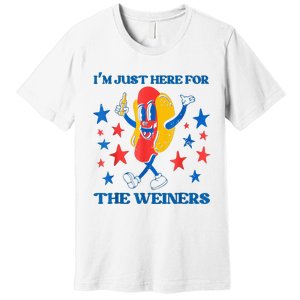 Hot Dog I'm Just Here For The Wieners 4Th Of July Premium T-Shirt