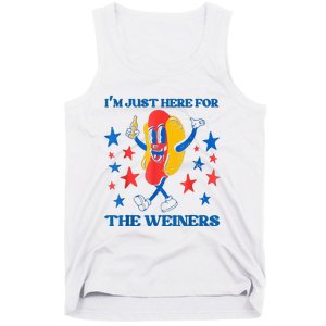 Hot Dog I'm Just Here For The Wieners 4Th Of July Tank Top