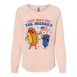 Hot Dog I'm Just Here For The Wieners Funny 4Th Of July Womens California Wash Sweatshirt