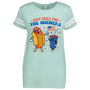 Hot Dog I'm Just Here For The Wieners Funny 4Th Of July Enza Ladies Jersey Football T-Shirt