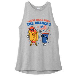 Hot Dog I'm Just Here For The Wieners Funny 4Th Of July Ladies PosiCharge Tri-Blend Wicking Tank