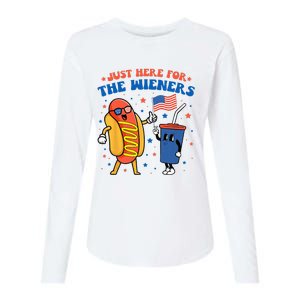 Hot Dog I'm Just Here For The Wieners Funny 4Th Of July Womens Cotton Relaxed Long Sleeve T-Shirt