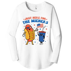 Hot Dog I'm Just Here For The Wieners Funny 4Th Of July Women's Perfect Tri Tunic Long Sleeve Shirt