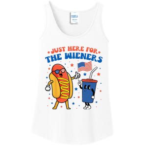 Hot Dog I'm Just Here For The Wieners Funny 4Th Of July Ladies Essential Tank