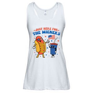 Hot Dog I'm Just Here For The Wieners Funny 4Th Of July Ladies Essential Flowy Tank