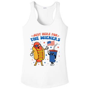 Hot Dog I'm Just Here For The Wieners Funny 4Th Of July Ladies PosiCharge Competitor Racerback Tank