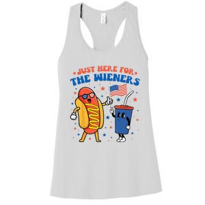 Hot Dog I'm Just Here For The Wieners Funny 4Th Of July Women's Racerback Tank