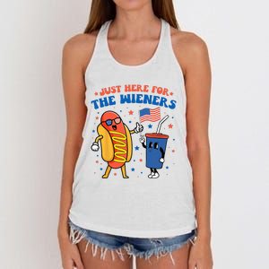 Hot Dog I'm Just Here For The Wieners Funny 4Th Of July Women's Knotted Racerback Tank