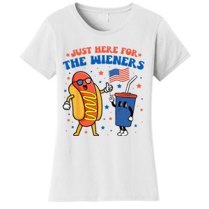 Hot Dog I'm Just Here For The Wieners Funny 4Th Of July Women's T-Shirt