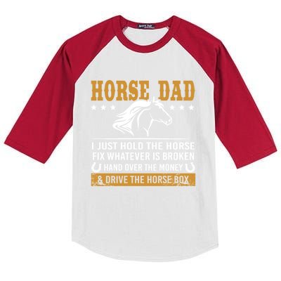 Horse Dad I Just Hold The Horse Fix Whatever Is Broken Gift Kids Colorblock Raglan Jersey