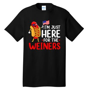 Hot Dog I'm Just Here For The Wieners Sausage 4th of July Tall T-Shirt