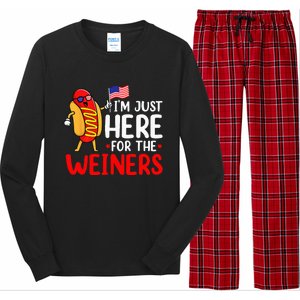 Hot Dog I'm Just Here For The Wieners Sausage 4th of July Long Sleeve Pajama Set